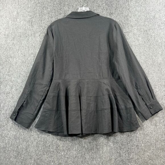 Pomander Place Ashlen Blouse Women's Extra Large Black Tuckernuck Buttons Flared - Picture 7 of 8